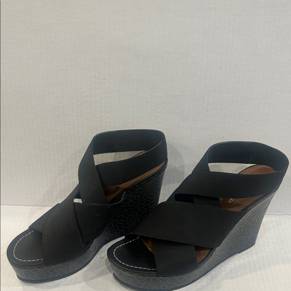 Donald J. Pliner Black Crisscross Wedges